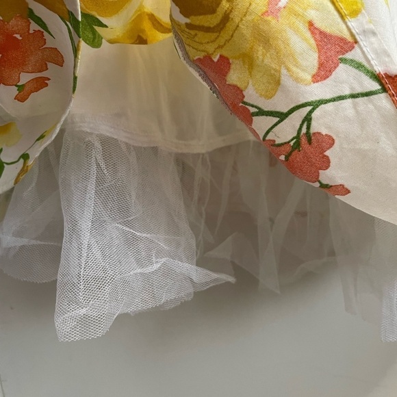 Flower Print ruched top Dress Spaghetti Strap Aline Sleeveless tule Dress - Picture 9 of 11